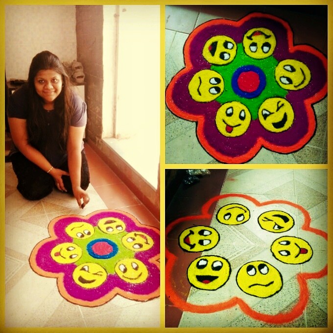 RJ Dhvanit,  Diwali, rangoli, diwali2015, selfie, socialmedia, emoji, colors, facebook, Twitter, WhatsApp, SelfieStick