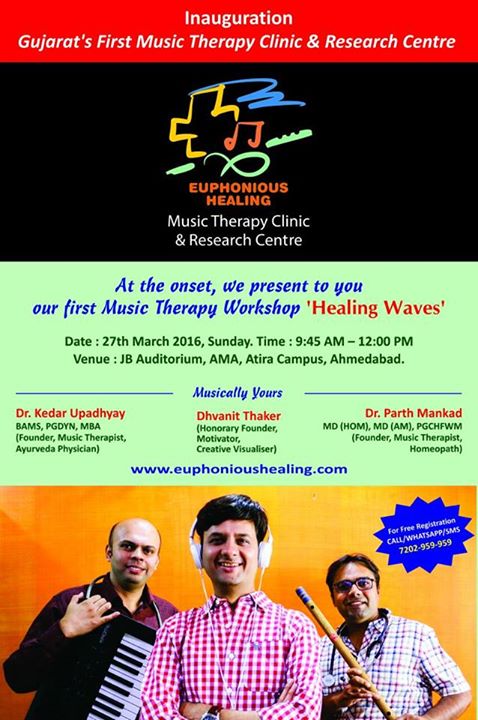 Launching our First Music Therapy Clinic! 

Please join me for a Music Therapy #Workshop next Sunday.

For Free Registations Whatsapp : 7202 959 959

#musictherapy #music #amdavad