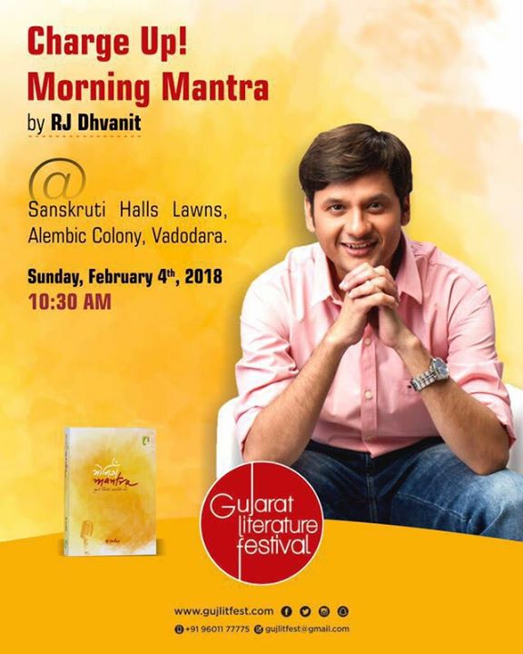 RJ Dhvanit,  vadodara, morningmantra, book, motivation, dhvanit, inspiration, glf, gujaratiliterature, gujaratiliteraturefestival, baroda