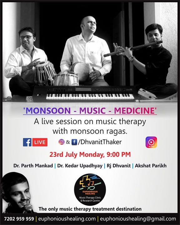 RJ Dhvanit,  fblive, monsoon, monsoons, baarish, music, musicheals, musictherapy, musictherapyclinic, facebooklive