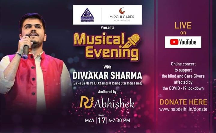 Do join Mirchi RJ Abhishek with National Association for the Blind, Delhi and Radio Mirchi for a Musical Extravaganza with @deardiwakar - a digital concert hosted by yours and yours only Mirchi RJ Abhishek this Sunday 6 to 7.30 pm on FB and Youtube
.
.
.
#diwakarsharma #mirchirjabhishek #diwakar #saregamapa #indiafightscorona #nab #radiomirchi