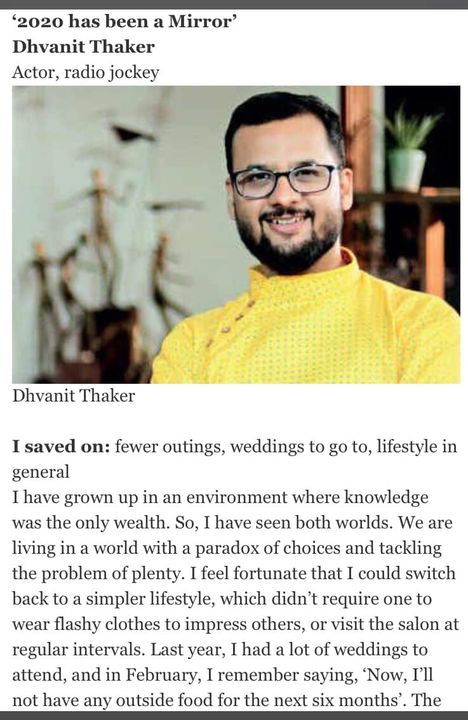 What are we except an accumulation of memories? 

My take away from 2020. Yours? 

Thank you @ahmedabadmirror for letting me share my views. Shruti Paniker thanks.