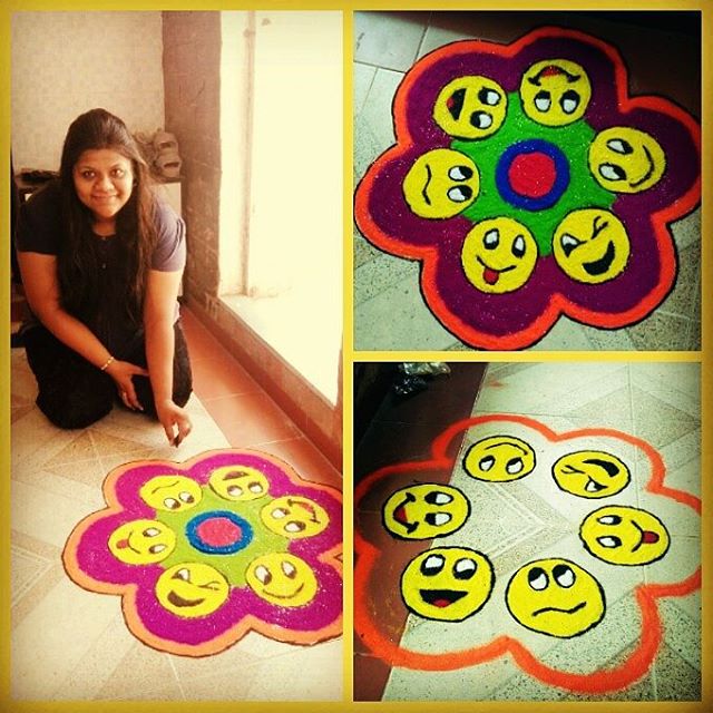 RJ Dhvanit,  rangoli, diwali2015, colors, colorful, socialmedia, emoji, emotions