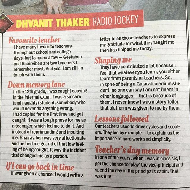 Thank you Ahmedabad Mirror for reviving my #school days!

#teachersday #teacher #nostalgia