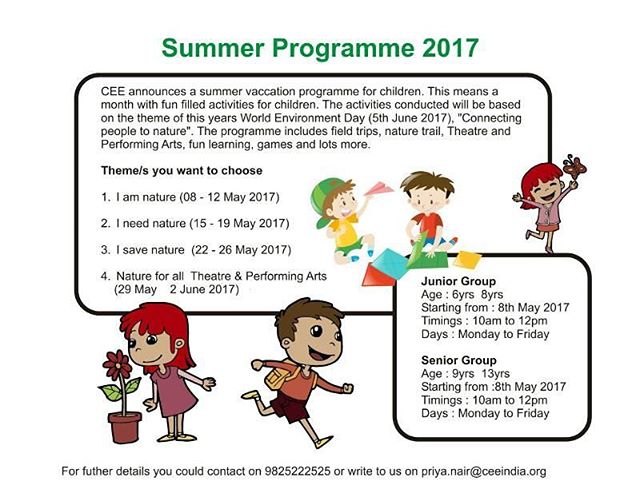 Summer programme's at CEE for kids.

#cee #summerprogram #summer #workshop