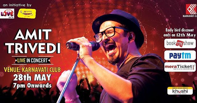 Mirchi brings Amit Trivedi Live in concert in #Ahmedabad on 28th May. Book your tickets by tomorrow and get an early bird discount!

#amittrivedi #musicalnight #music #concert