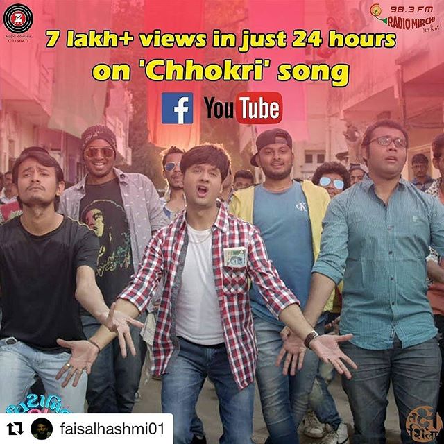 Thank you so much for such a nice response to #chhokri song. Over 7 lakh views in 24 hours!
#vitaminshe #gujaratifilm @mehul_surati @faisalhashmi01 @smit_pandya_ @iampremgadhvi @bhaktikubavat @mehulsurtiofficial