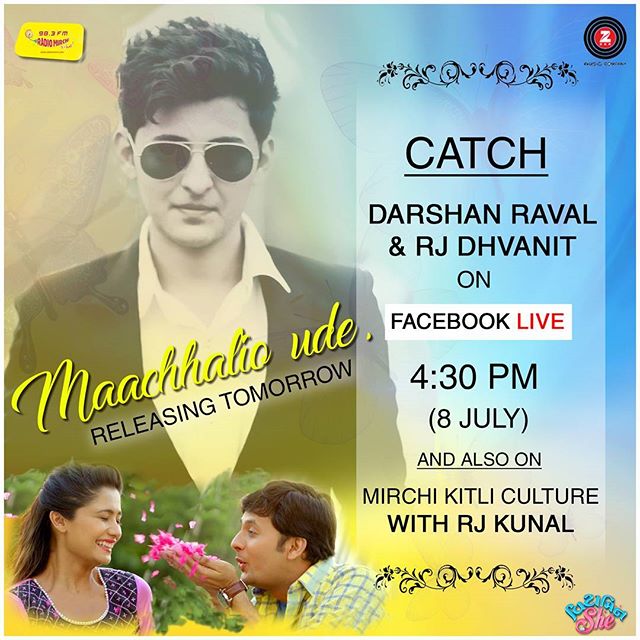 Catch @darshanravaldz and me tomorrow on #facebooklive at 4:30pm, we would be Launching Macchhalio Ude song
#VitaminShe #GujaratiFilm #darshanraval #spreadlove