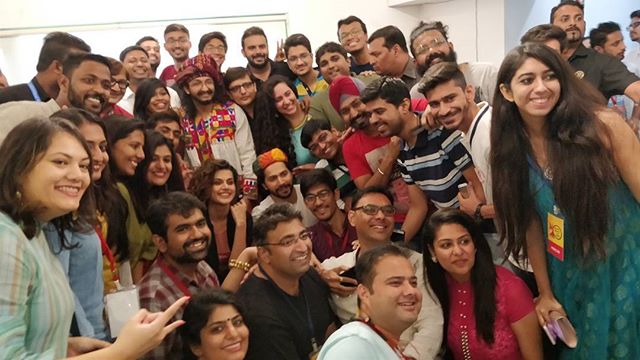 Yes, I took the pic this time! Super fun at mirchi office with @varundvn @taapsee missed you @jacquelinef143 
#mirchirockndhol #navratri #navratri2017