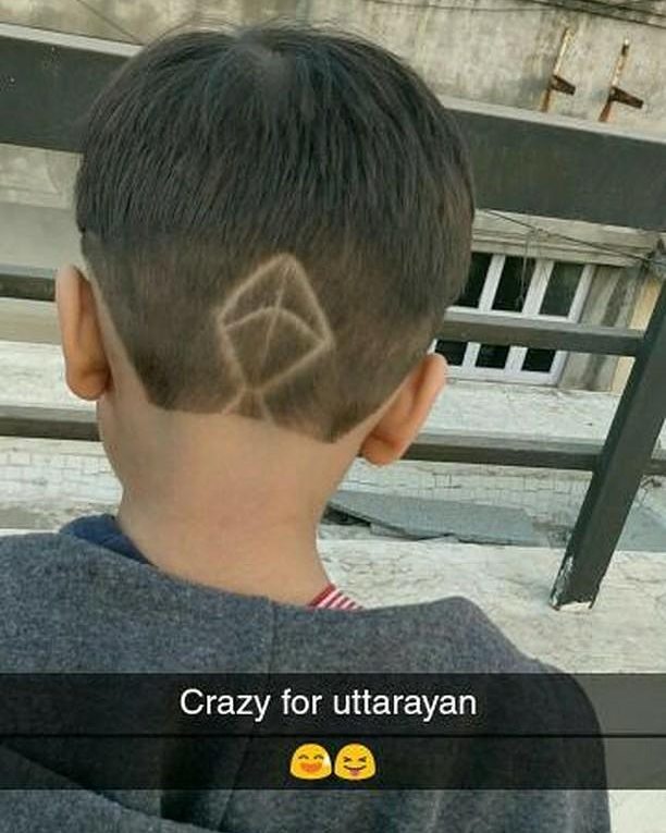 Uttarayan mania!! Drashti sent me this pic of her brother who got this hair style specially for #uttarayan

#makarsankranti #uttarayan2018 #hair #hairstyle #haircut