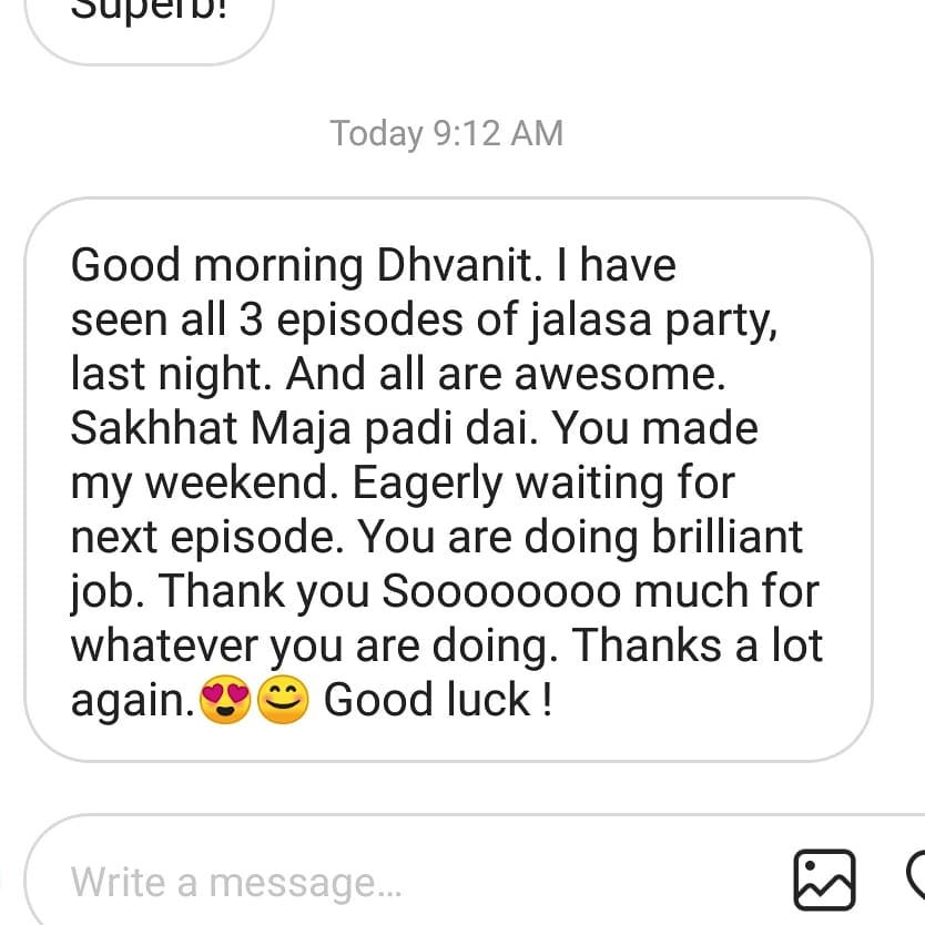 Thank you so much on behalf of #jalsapartywithdhvanit team for your love and appreciation for the first three episodes.
Next week it is gonna be one of my favourite episodes.

#JalsaParty #jalsa #party #dhvanit #rjdhvanit #webseries @niralimac25 @mitai_shukla @iamaarohii @parthmusic  ganesh iyer rahul patel