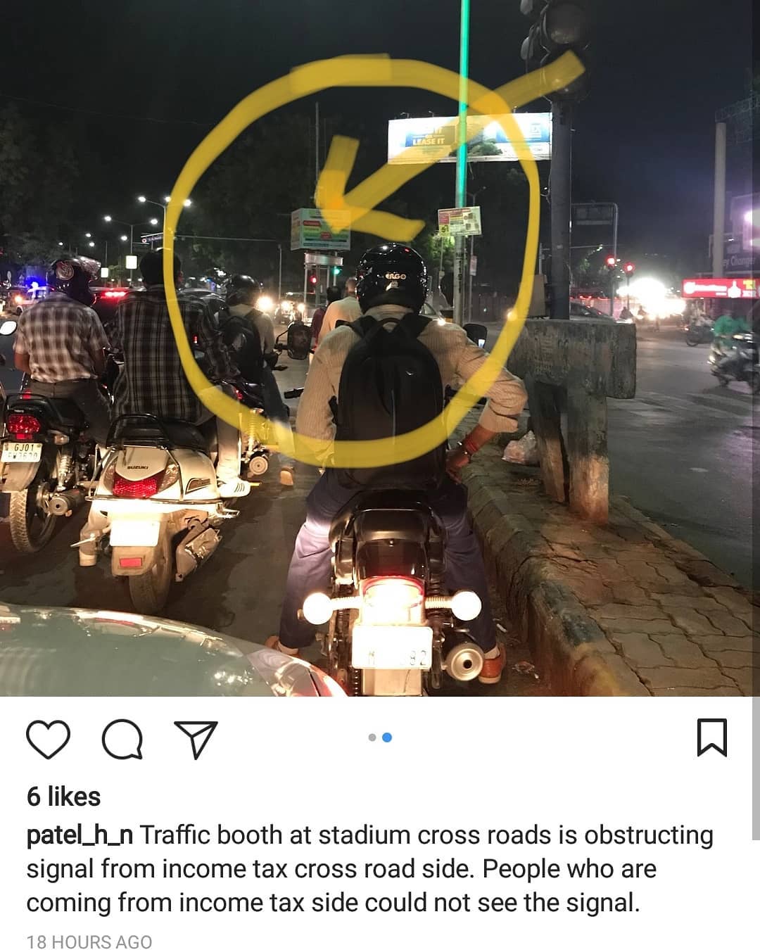 Thank you for sharing. Will surely pass on the message to Ahmedabad #traffic police @ahmedabadpolice

This problem is there at a lot of junctions in #ahmedabad