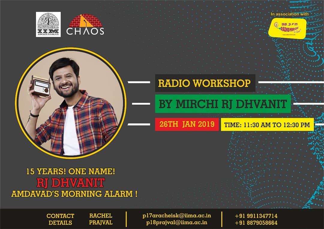 મળીયે 26th ae સવારે.. #iimchaos #iim #chaos #iimchaos2019 #iimahmedabad #ahmedabad #amdavad #workshop @chaos_iima