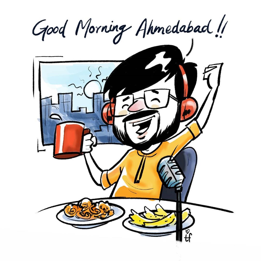 RJ Dhvanit,  caricature, Rjdhvanit, dhvanit, radiomirchi, MirchiGujarati, gujarati, gujarat, ahmedabad, palanpur, gandhinagar, baroda, vadodara, rajkot, saurastra, amdavad