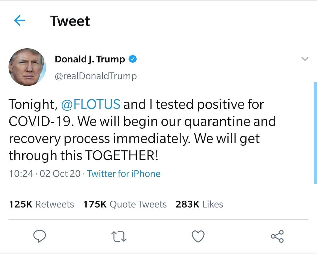 US President Donald Trump and Melania Trump tested positive for Covid- 19.
.
.
.
.
.
.
.
.

#DonaldTrump #usa #president #covid_19 #coronavirus #rjdhvanit #RadioMirchi #MirchiGujarati