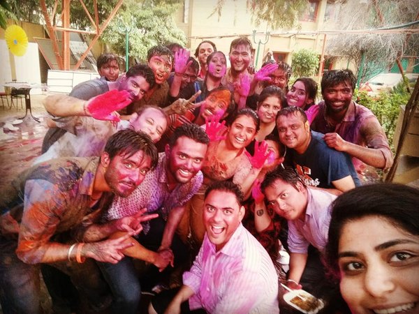 Happy #holi @mirchi983 studio https://t.co/I6XqrqfPJh